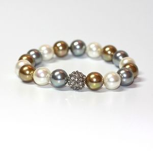 Pearl and stones stretched bracelet for tiny wrists multicolored small bracelet